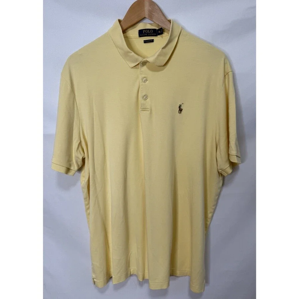 Polo Ralph Lauren Men Classic Polo XL Pima Soft Touch Preppy Light Yellow